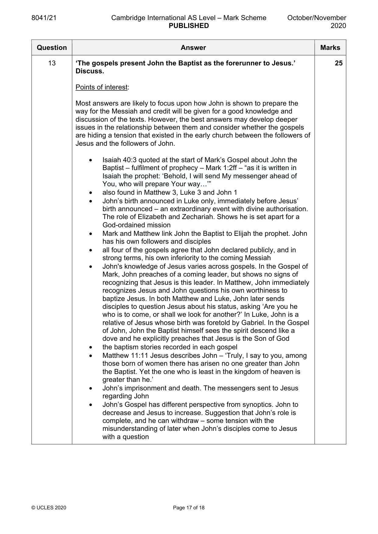 Mark scheme, page 17 of 18