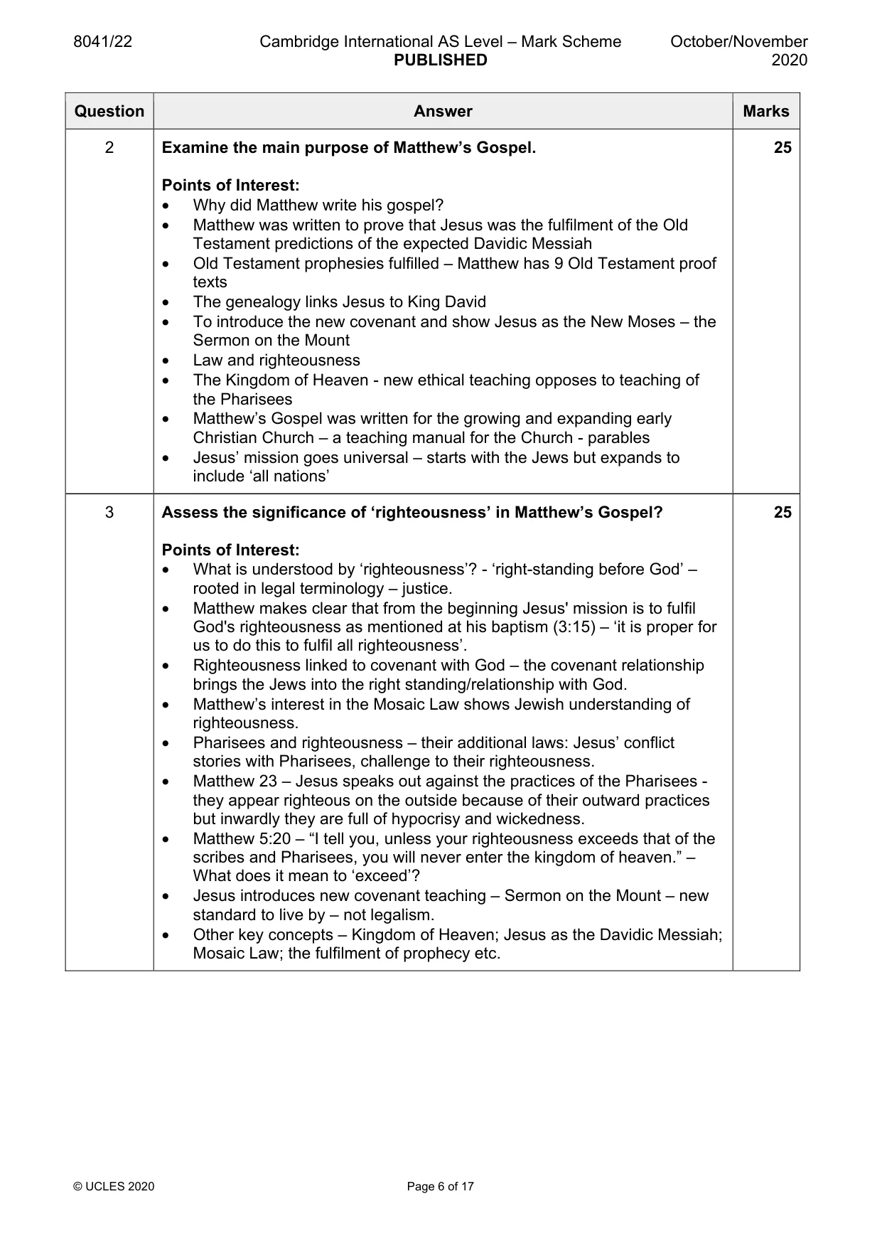 Mark scheme, page 6 of 17
