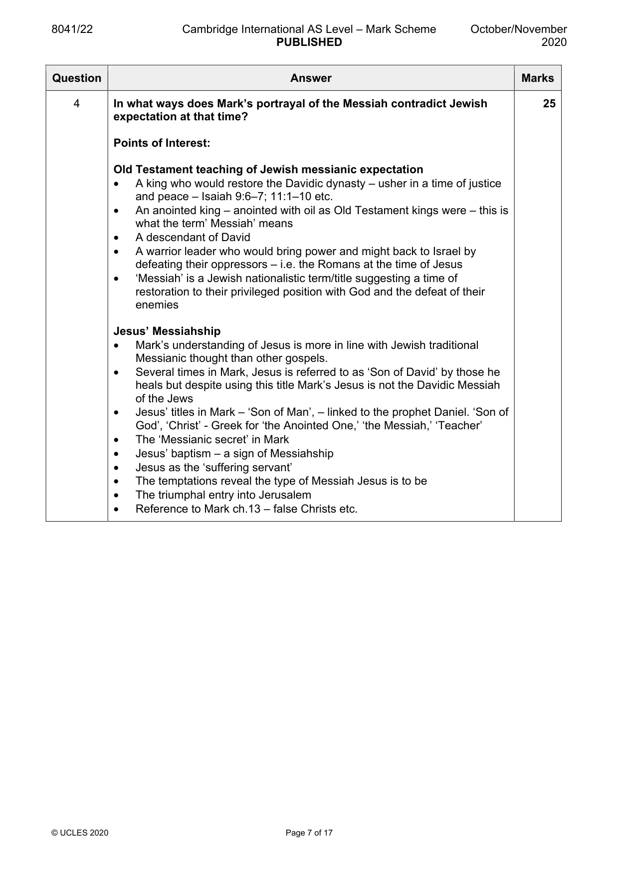 Mark scheme, page 7 of 17