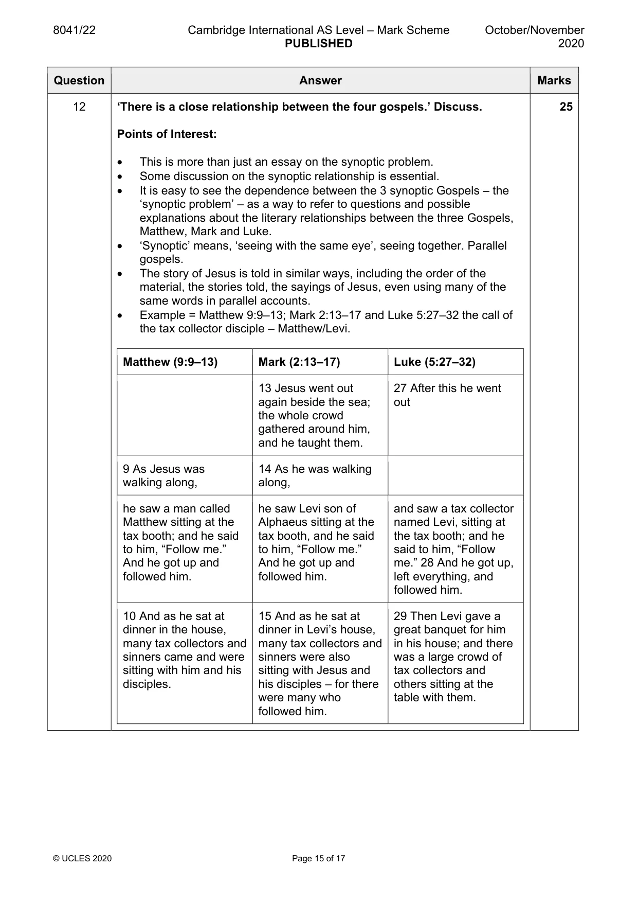 Mark scheme, page 15 of 17