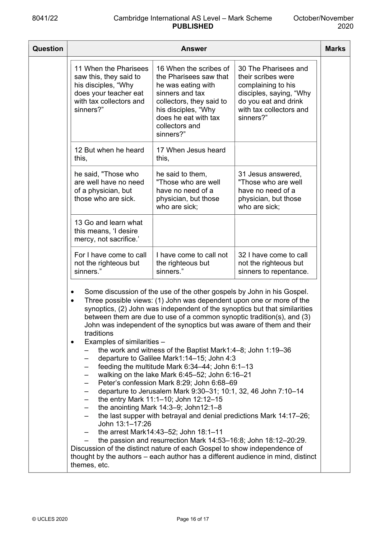 Mark scheme, page 16 of 17