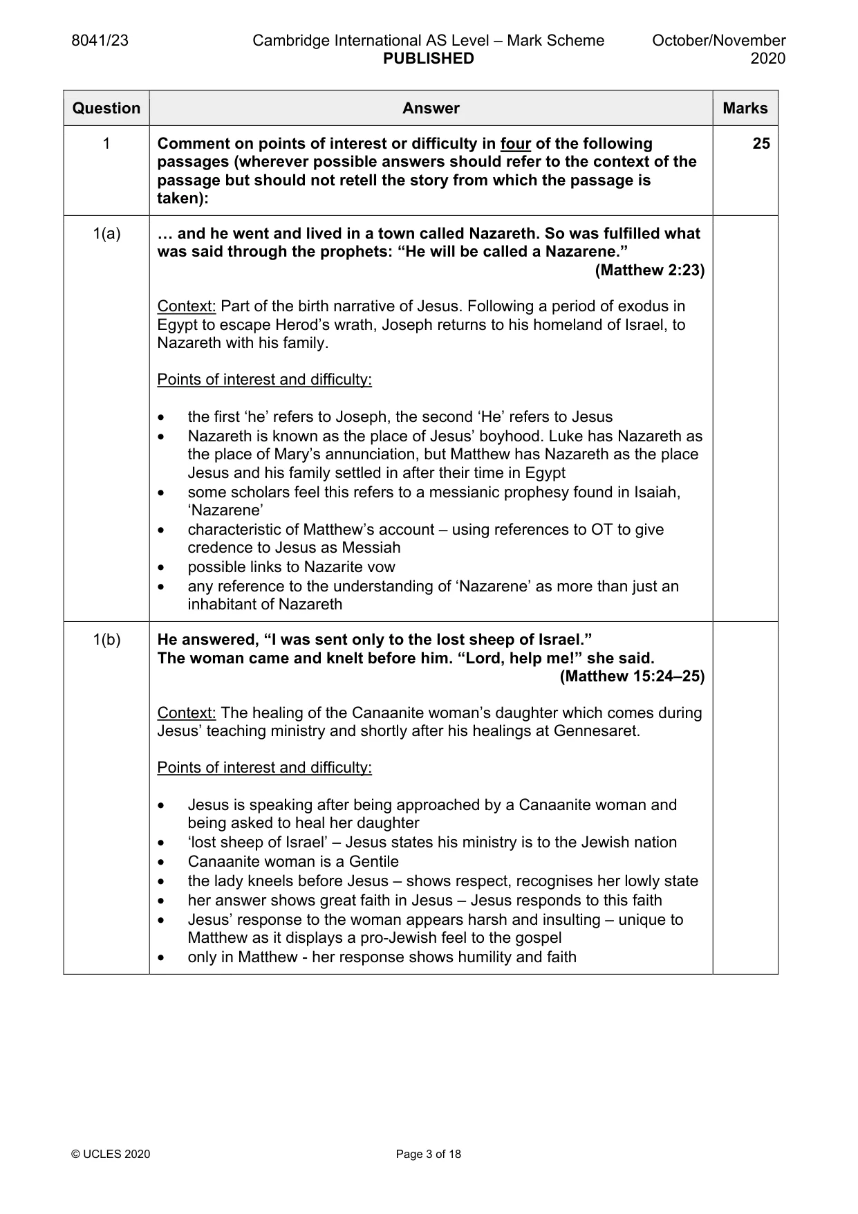 Mark scheme, page 3 of 18
