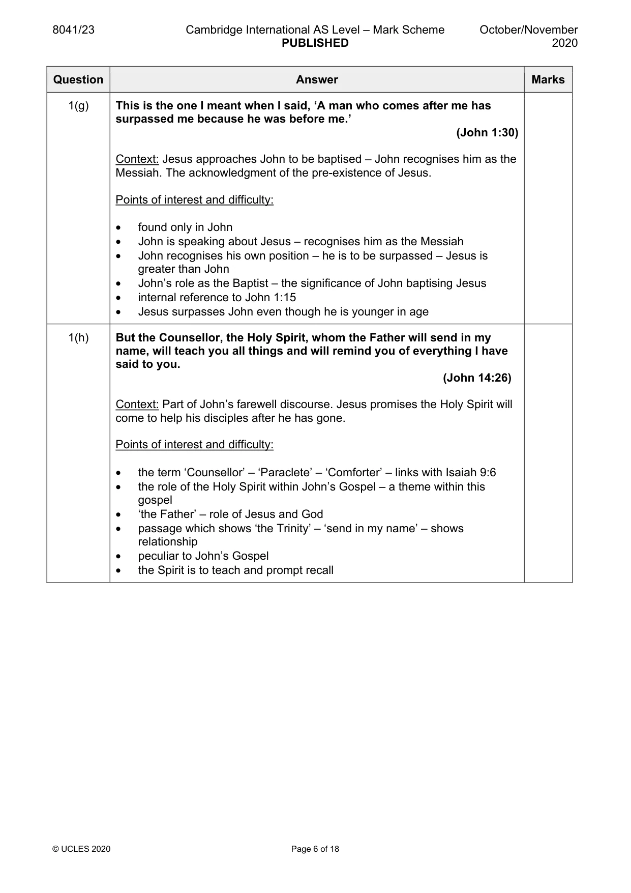 Mark scheme, page 6 of 18