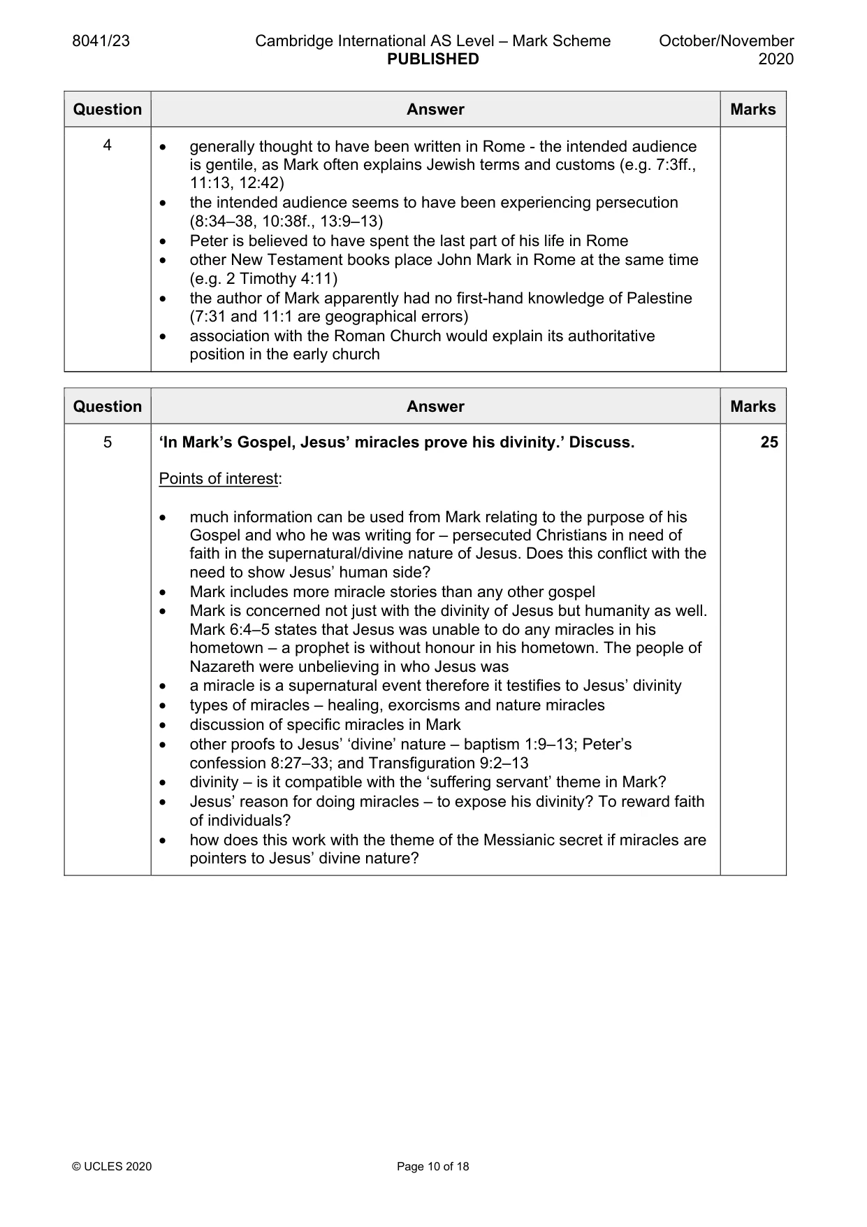 Mark scheme, page 10 of 18