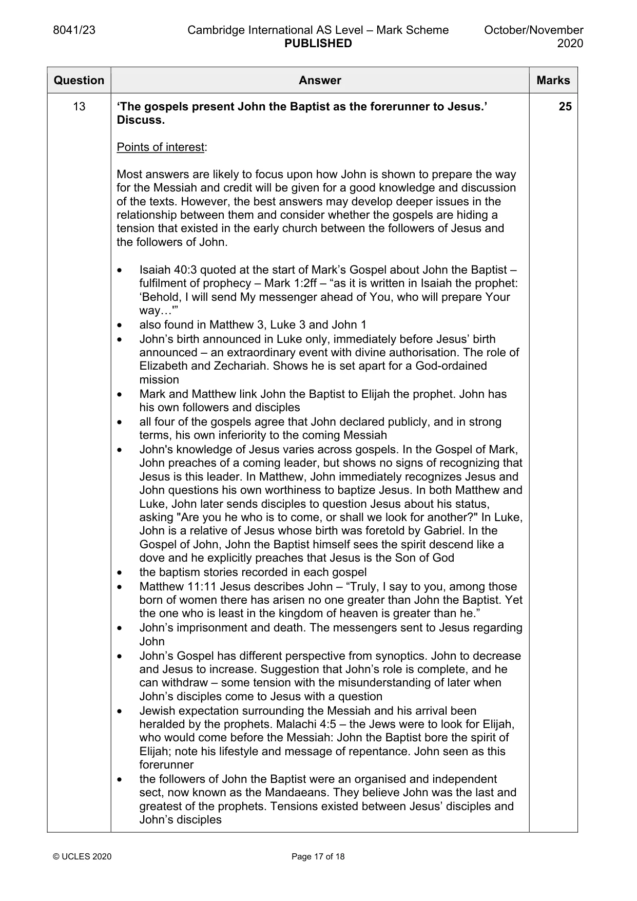Mark scheme, page 17 of 18