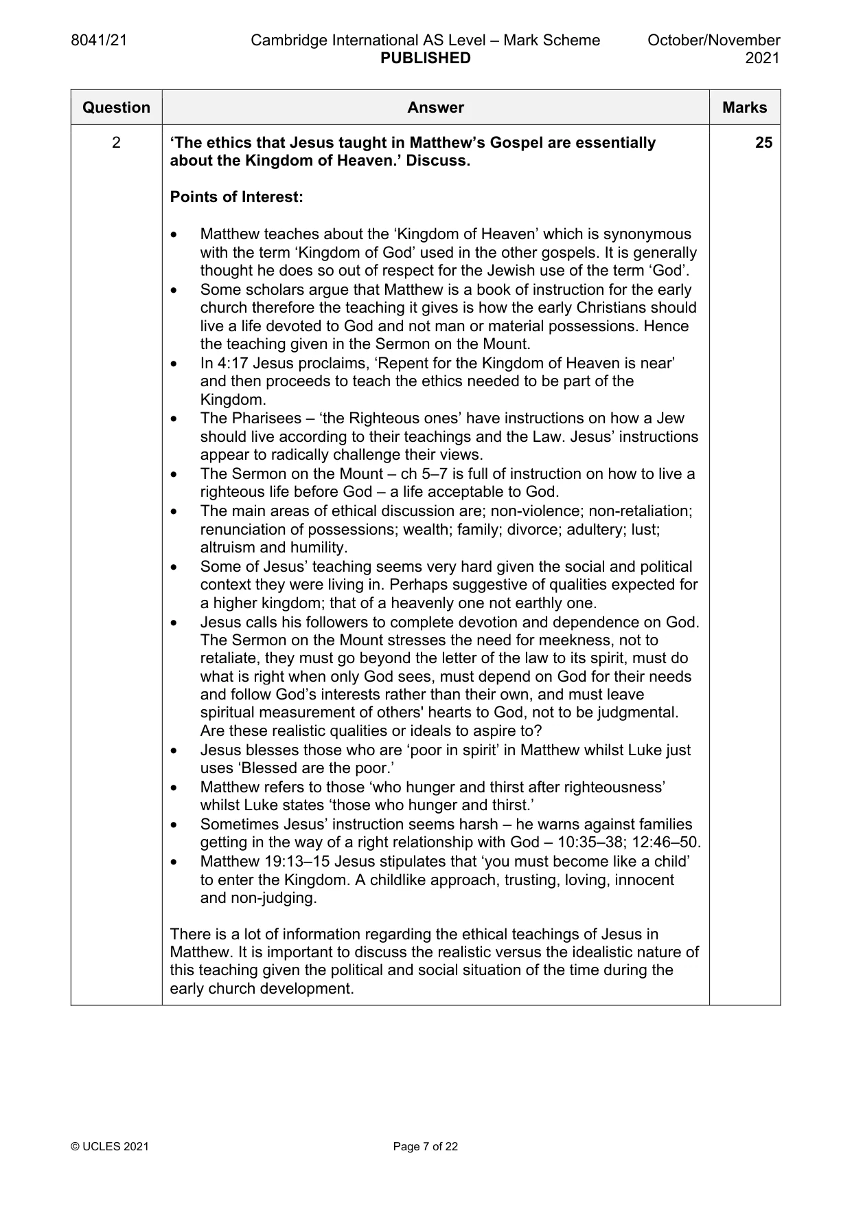 Mark scheme, page 7 of 22
