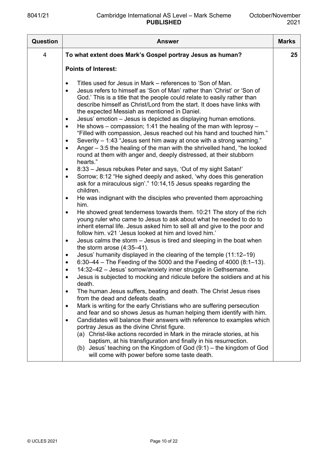 Mark scheme, page 10 of 22
