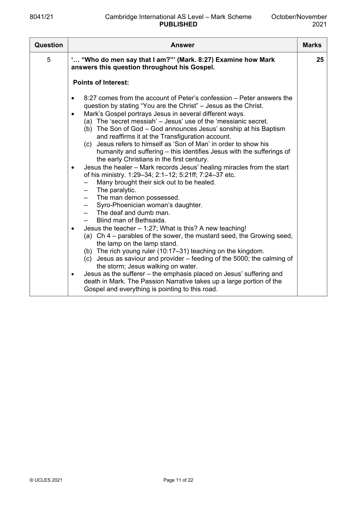 Mark scheme, page 11 of 22