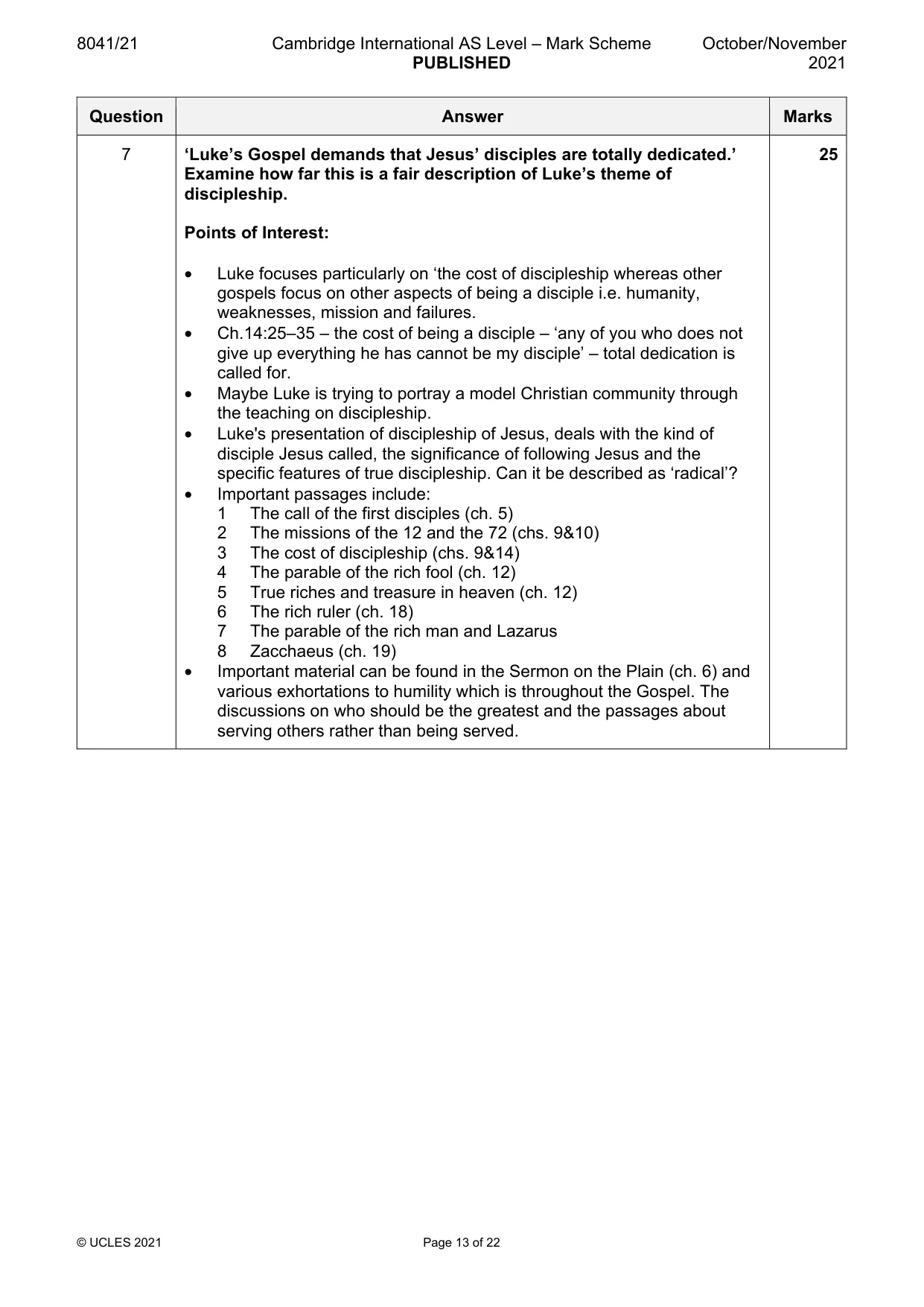 Mark scheme, page 13 of 22