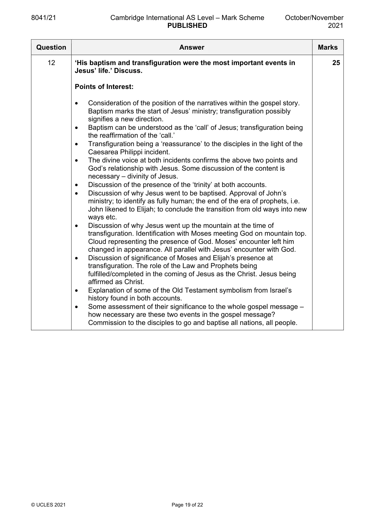 Mark scheme, page 19 of 22