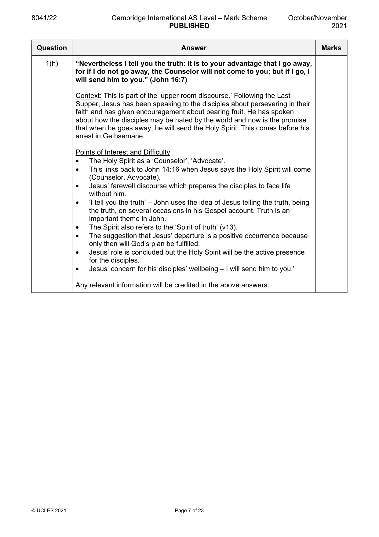 Mark scheme, page 7 of 23
