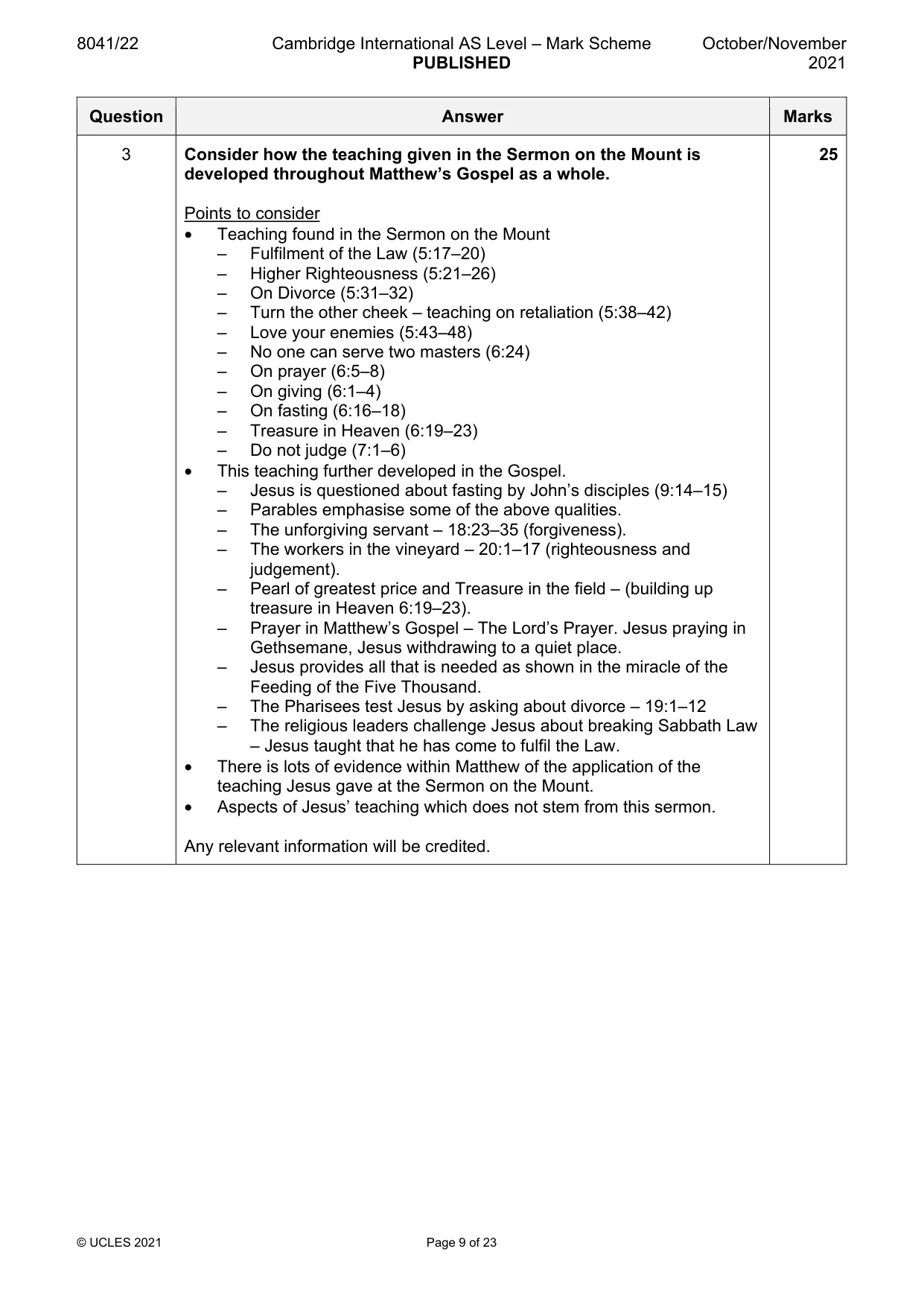 Mark scheme, page 9 of 23