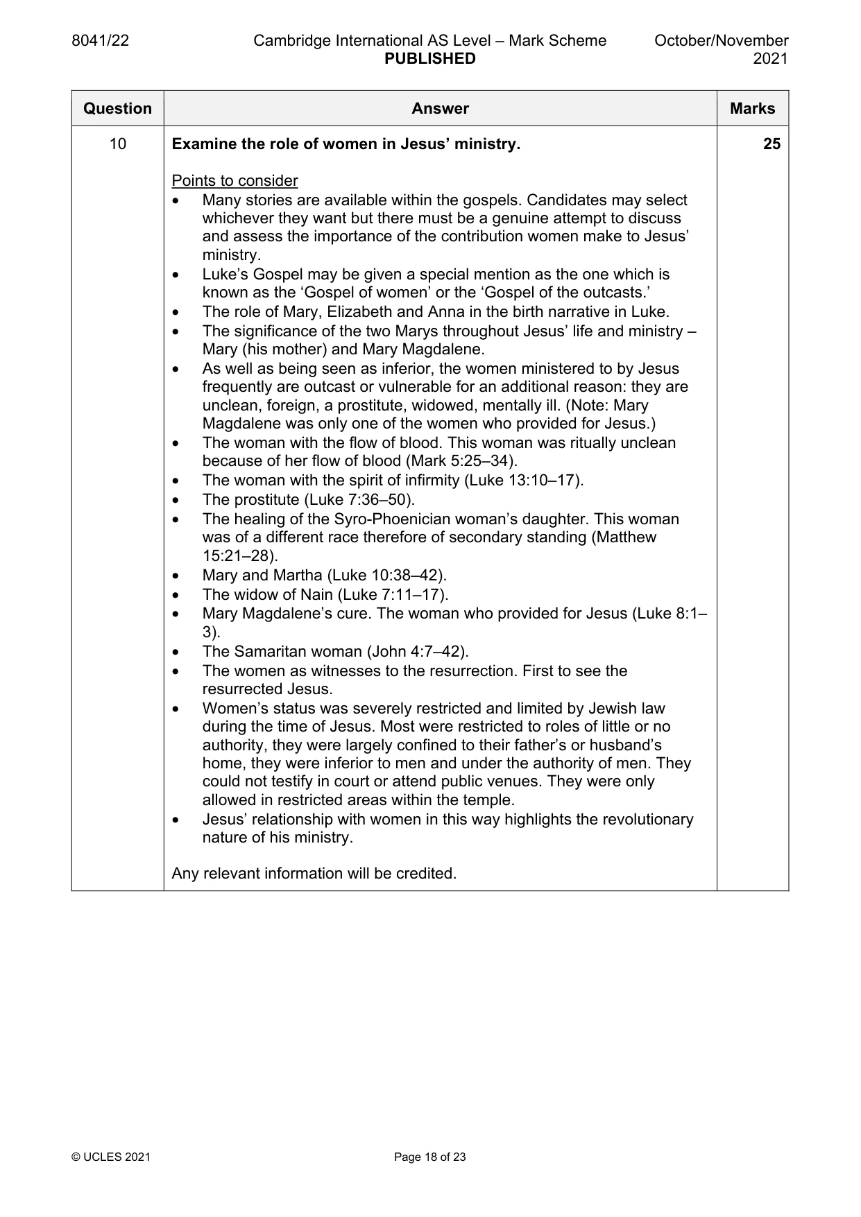 Mark scheme, page 18 of 23