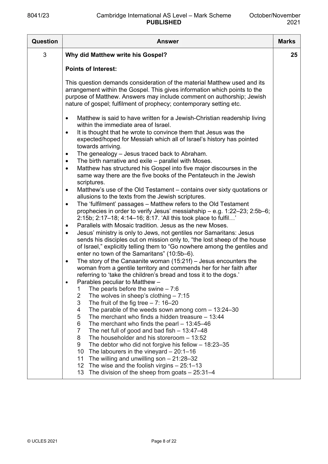 Mark scheme, page 8 of 22