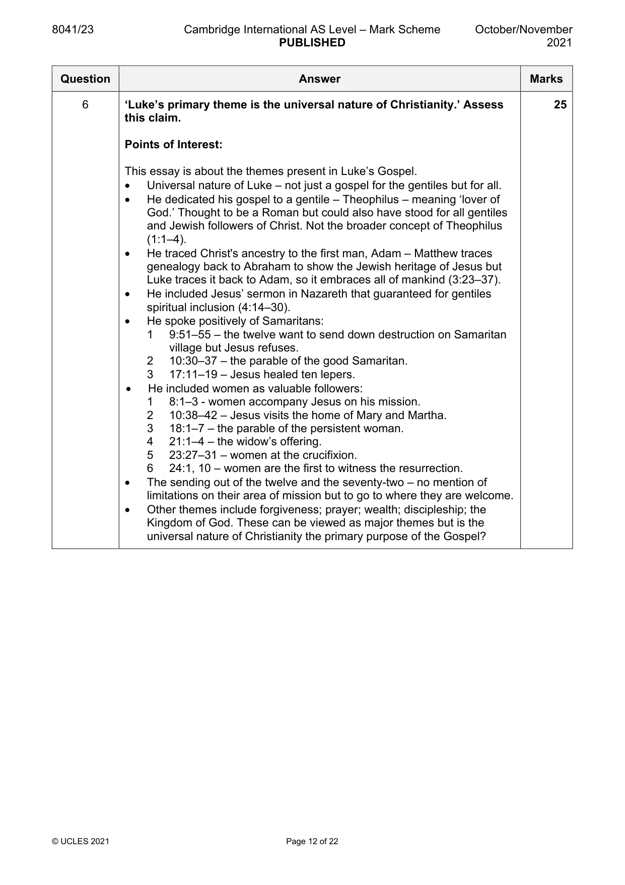 Mark scheme, page 12 of 22