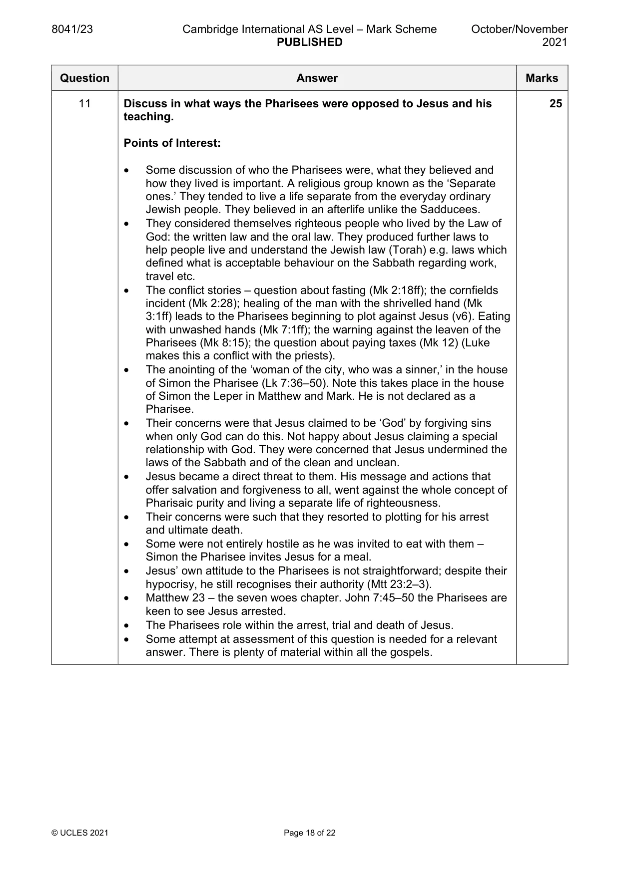 Mark scheme, page 18 of 22