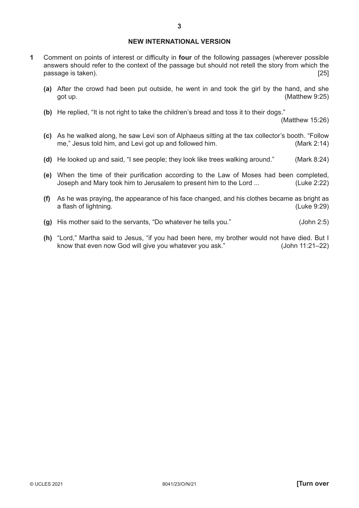 Cambridge A Level Divinity (AS Level only) 8041 2021 Oct/Nov Paper 2 · Variant 3 question paper, page 3 of 4