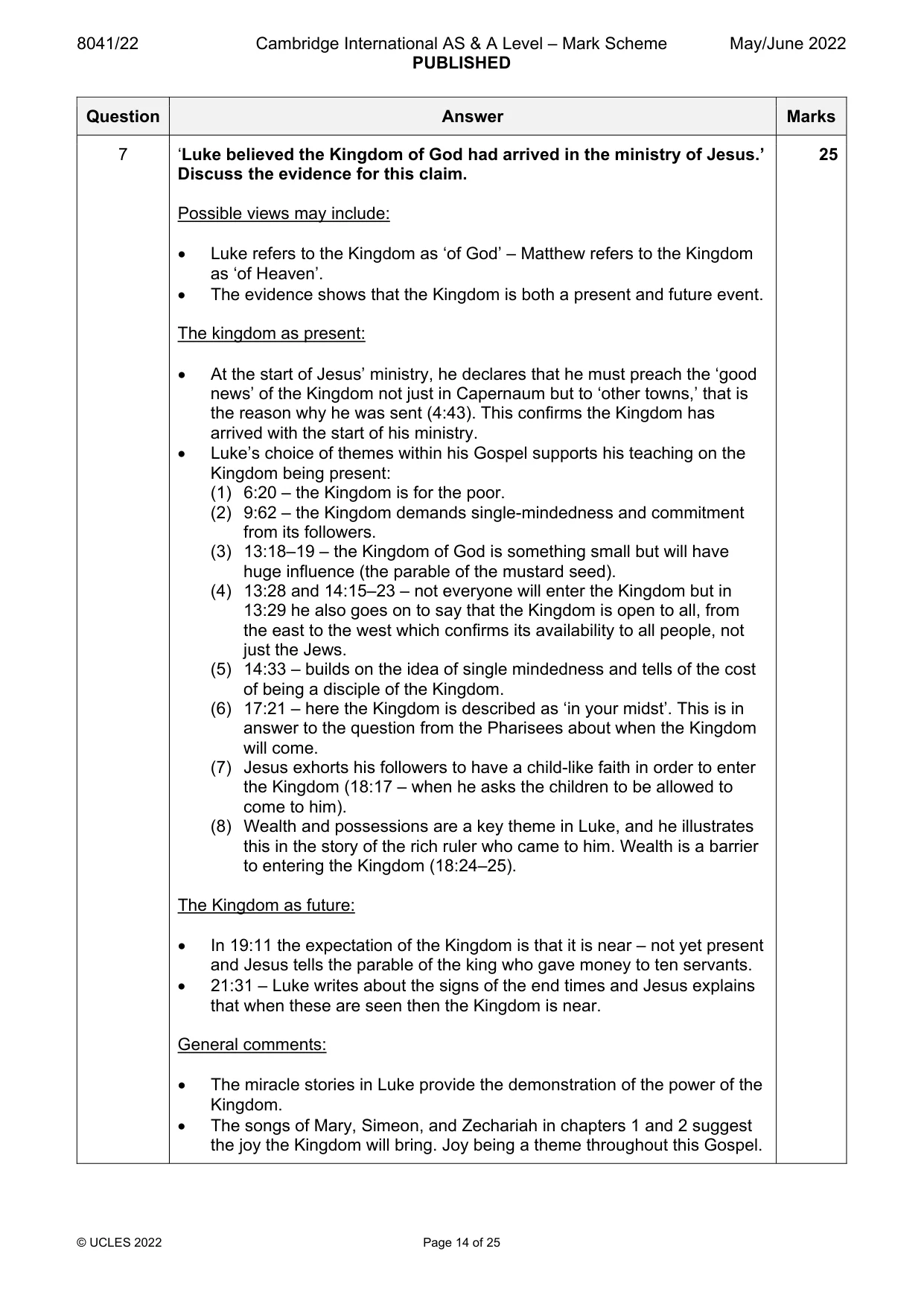 Mark scheme, page 14 of 25