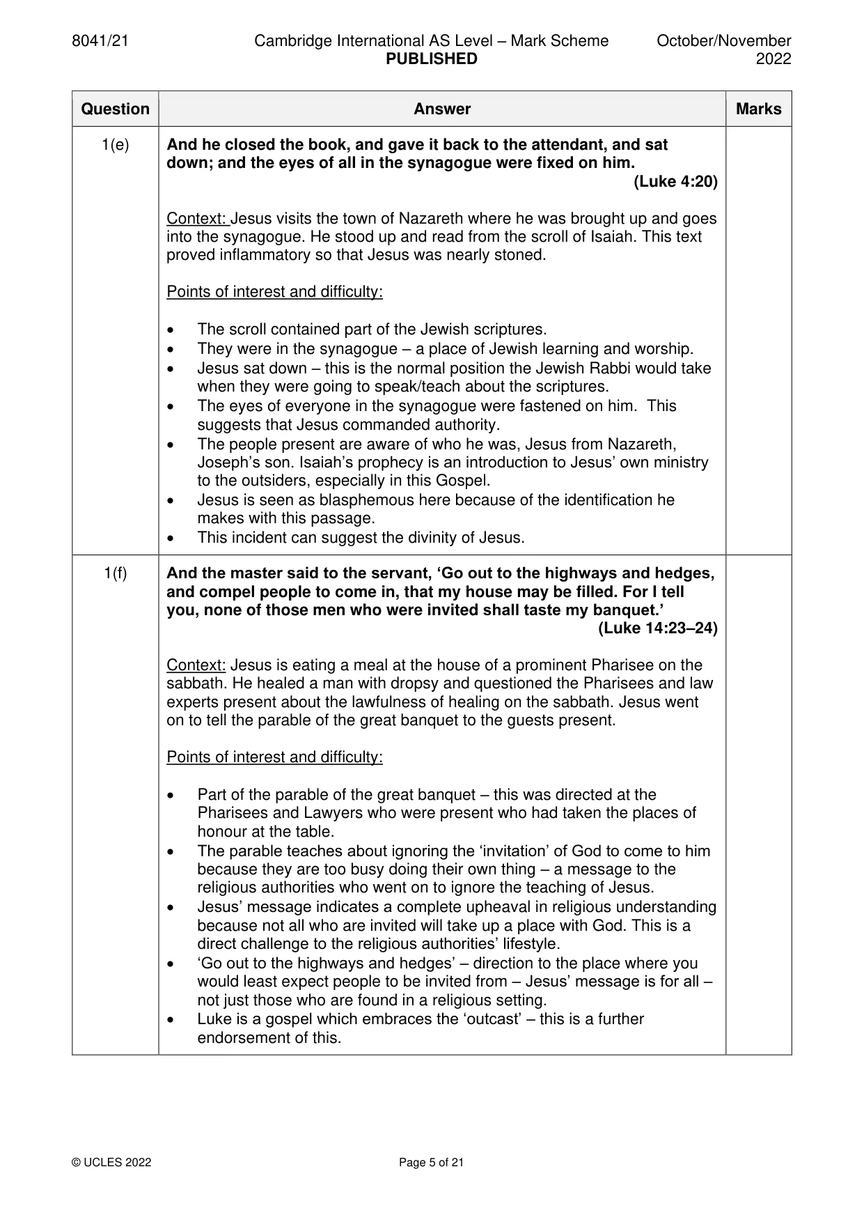 Mark scheme, page 5 of 21