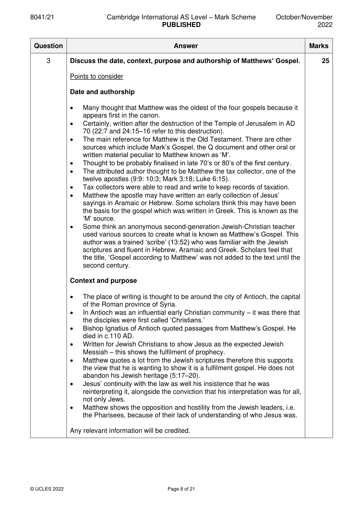 Mark scheme, page 8 of 21