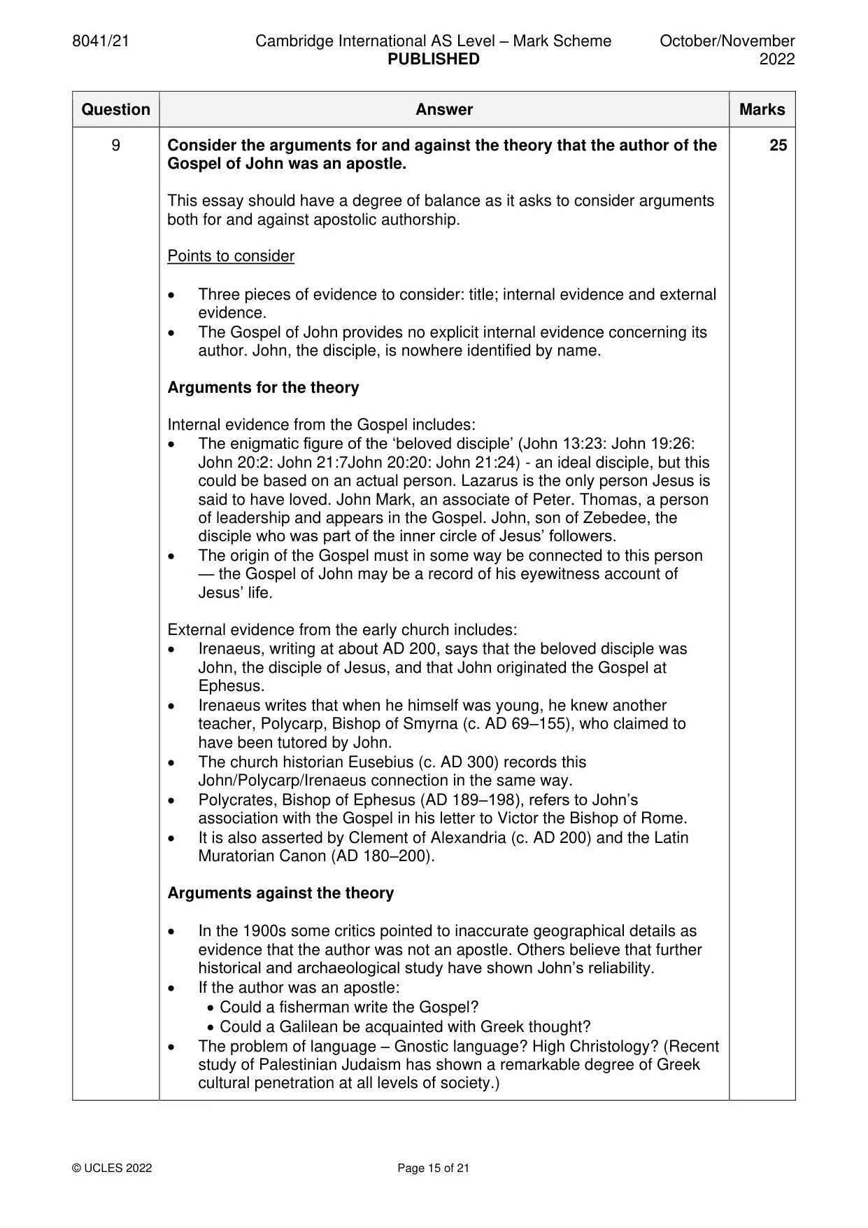 Mark scheme, page 15 of 21