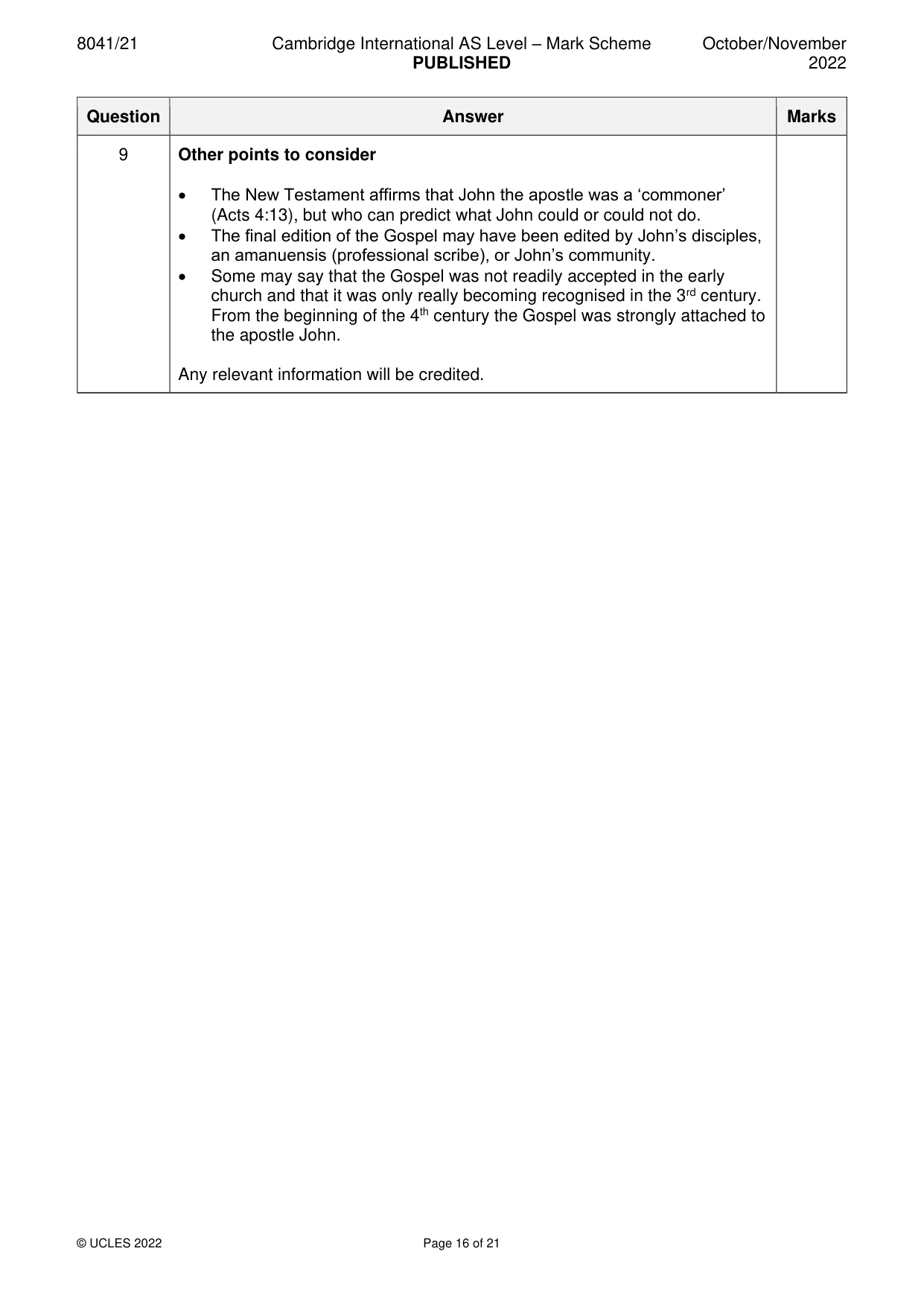 Mark scheme, page 16 of 21