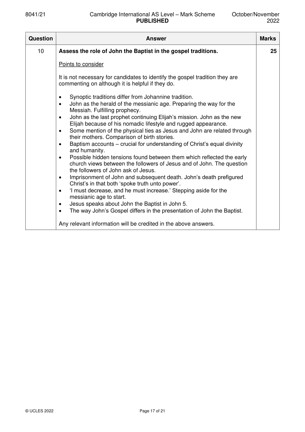 Mark scheme, page 17 of 21