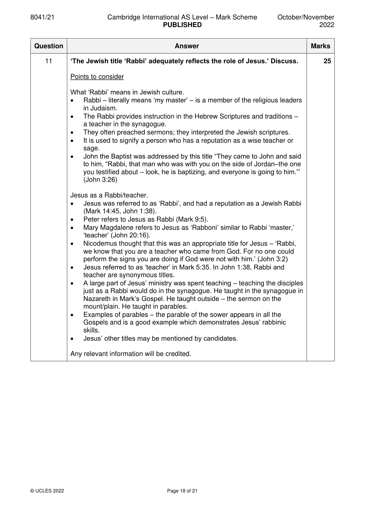 Mark scheme, page 18 of 21