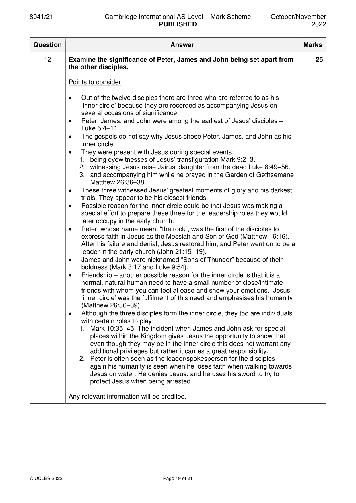 Mark scheme, page 19 of 21