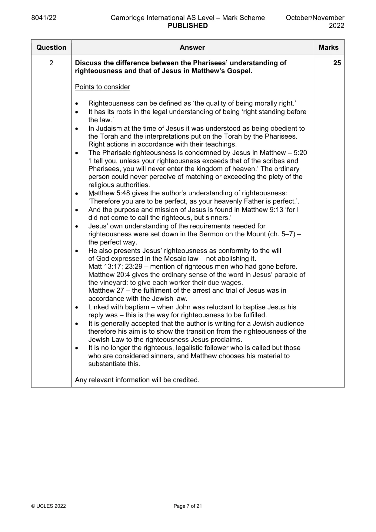 Mark scheme, page 7 of 21