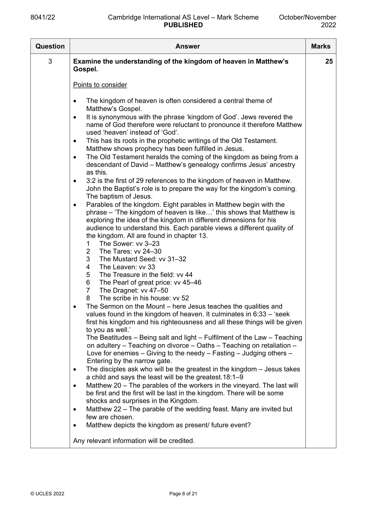 Mark scheme, page 8 of 21