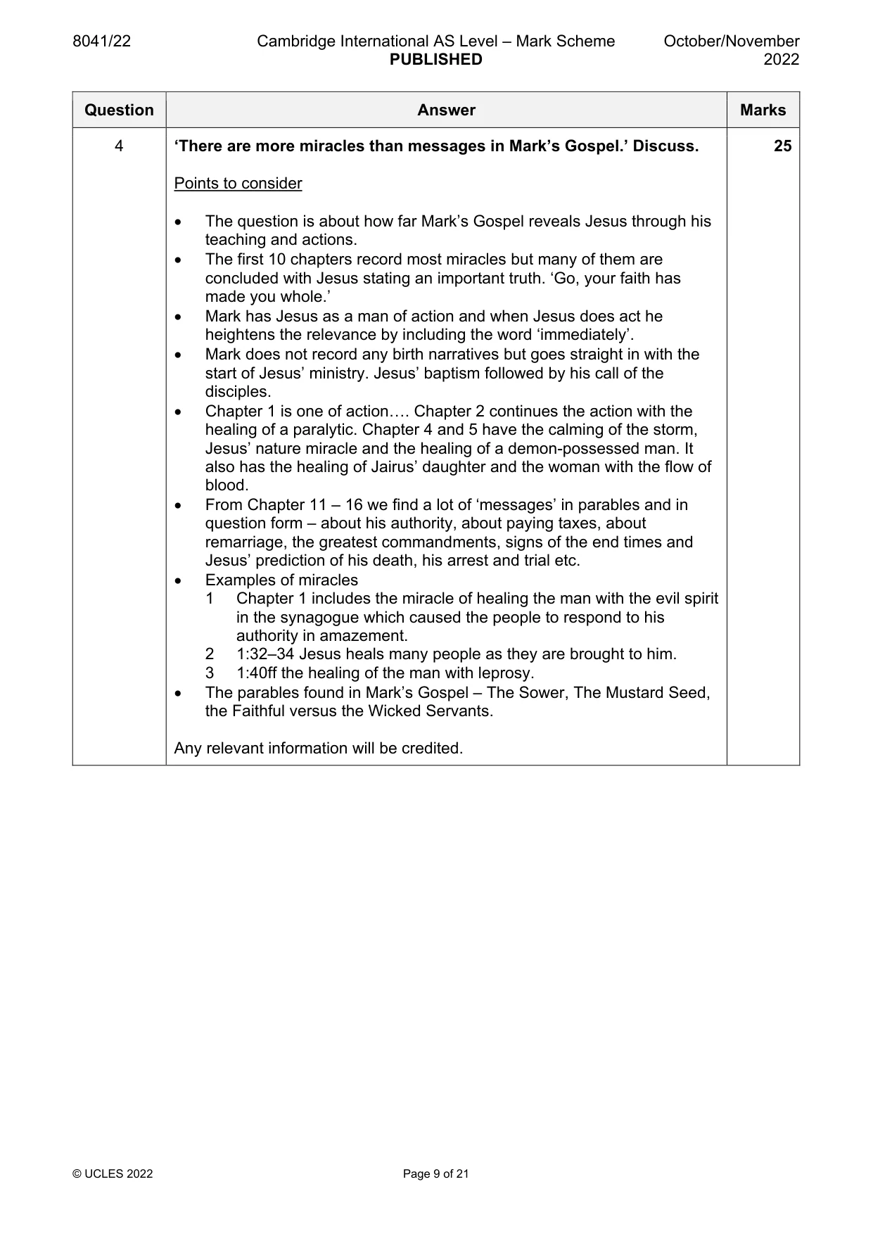 Mark scheme, page 9 of 21