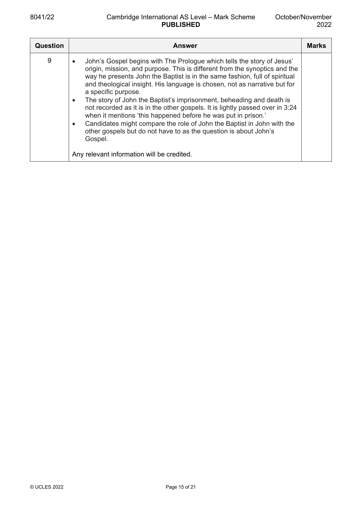 Mark scheme, page 15 of 21