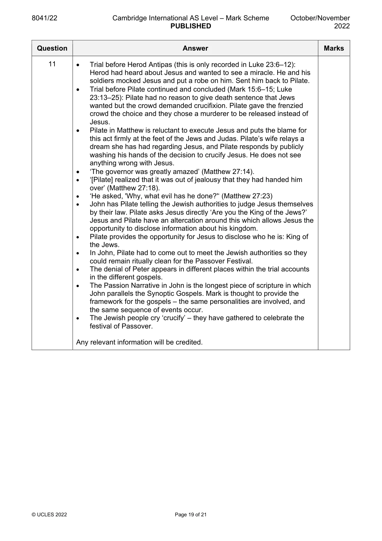 Mark scheme, page 19 of 21