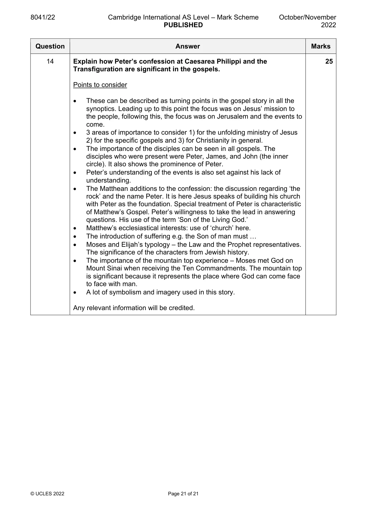 Mark scheme, page 21 of 21