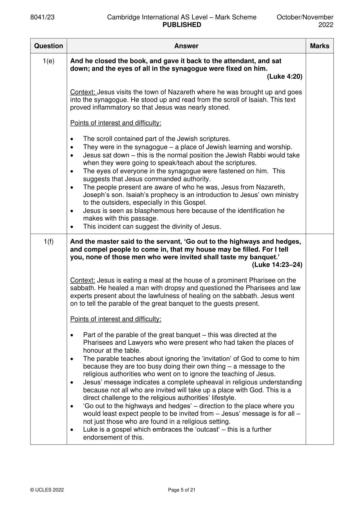 Mark scheme, page 5 of 21