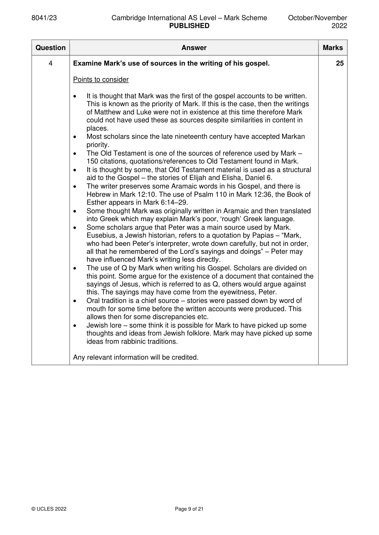 Mark scheme, page 9 of 21