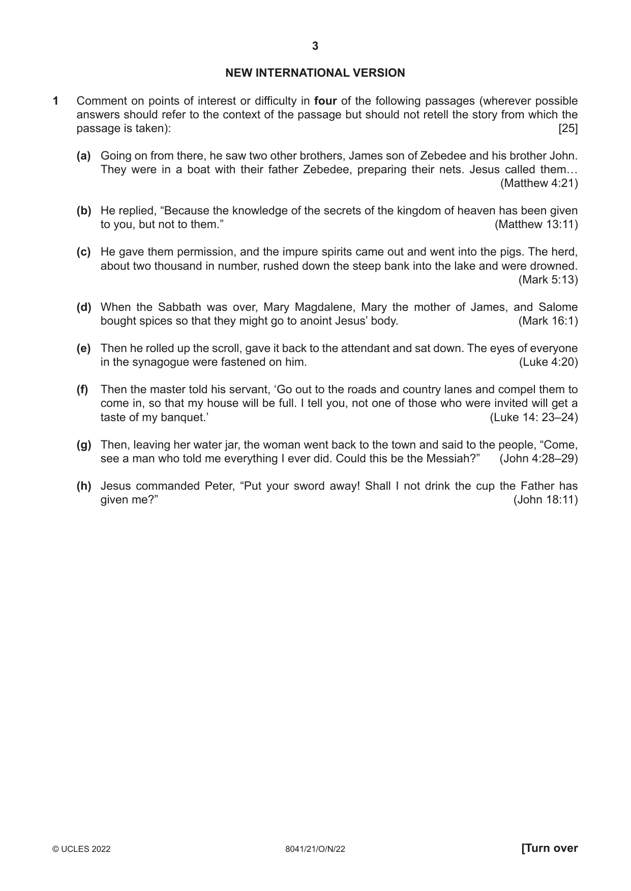 Cambridge A Level Divinity (AS Level only) 8041 2022 Oct/Nov Paper 2 · Variant 1 question paper, page 3 of 4
