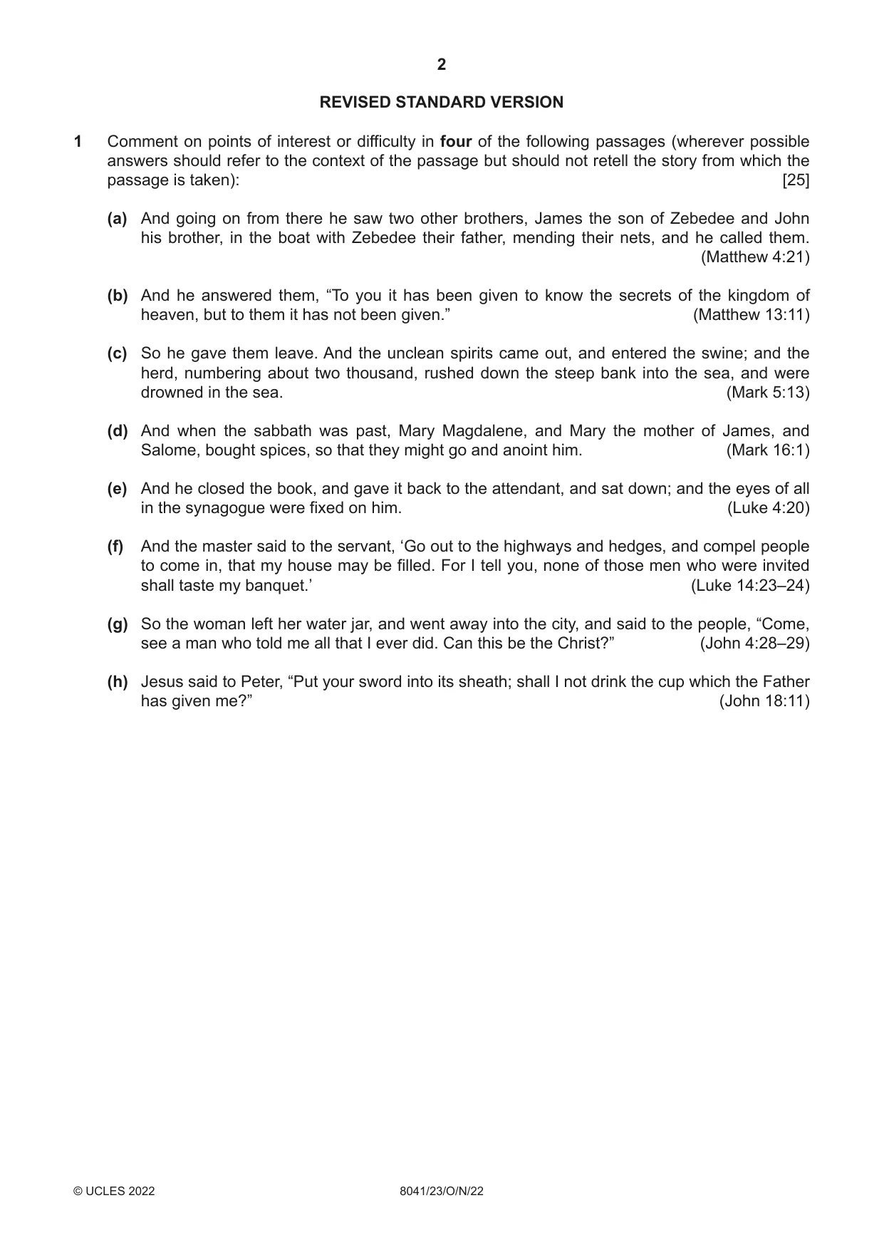 Cambridge A Level Divinity (AS Level only) 8041 2022 Oct/Nov Paper 2 · Variant 3 question paper, page 2 of 4