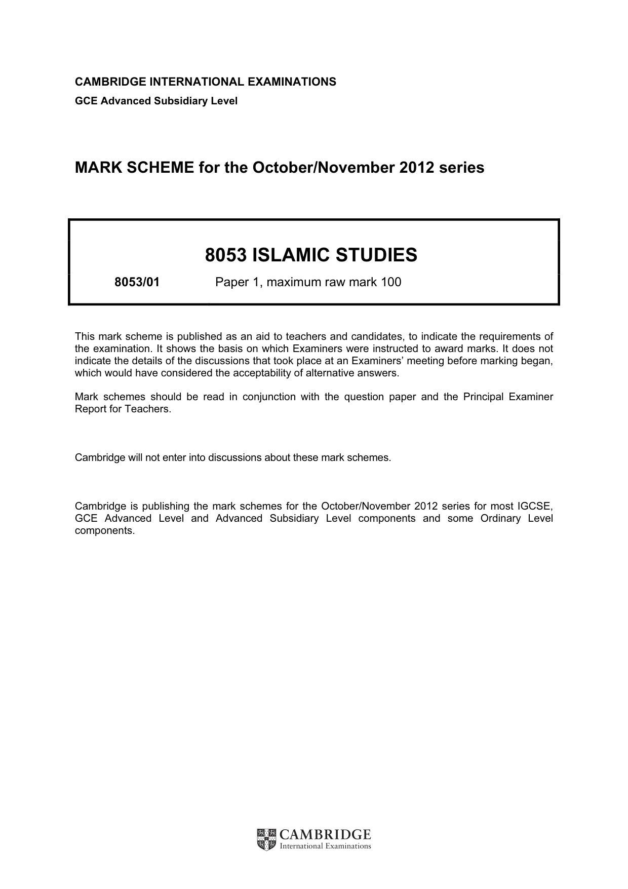 Mark scheme, page 1 of 6