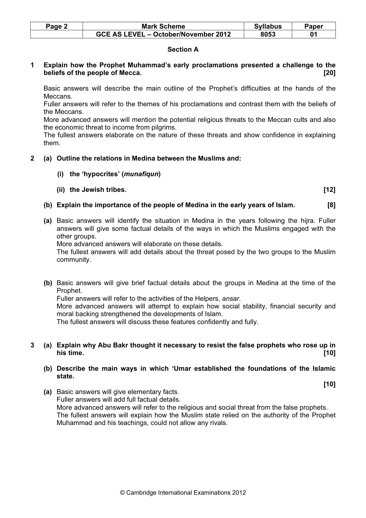 Mark scheme, page 2 of 6