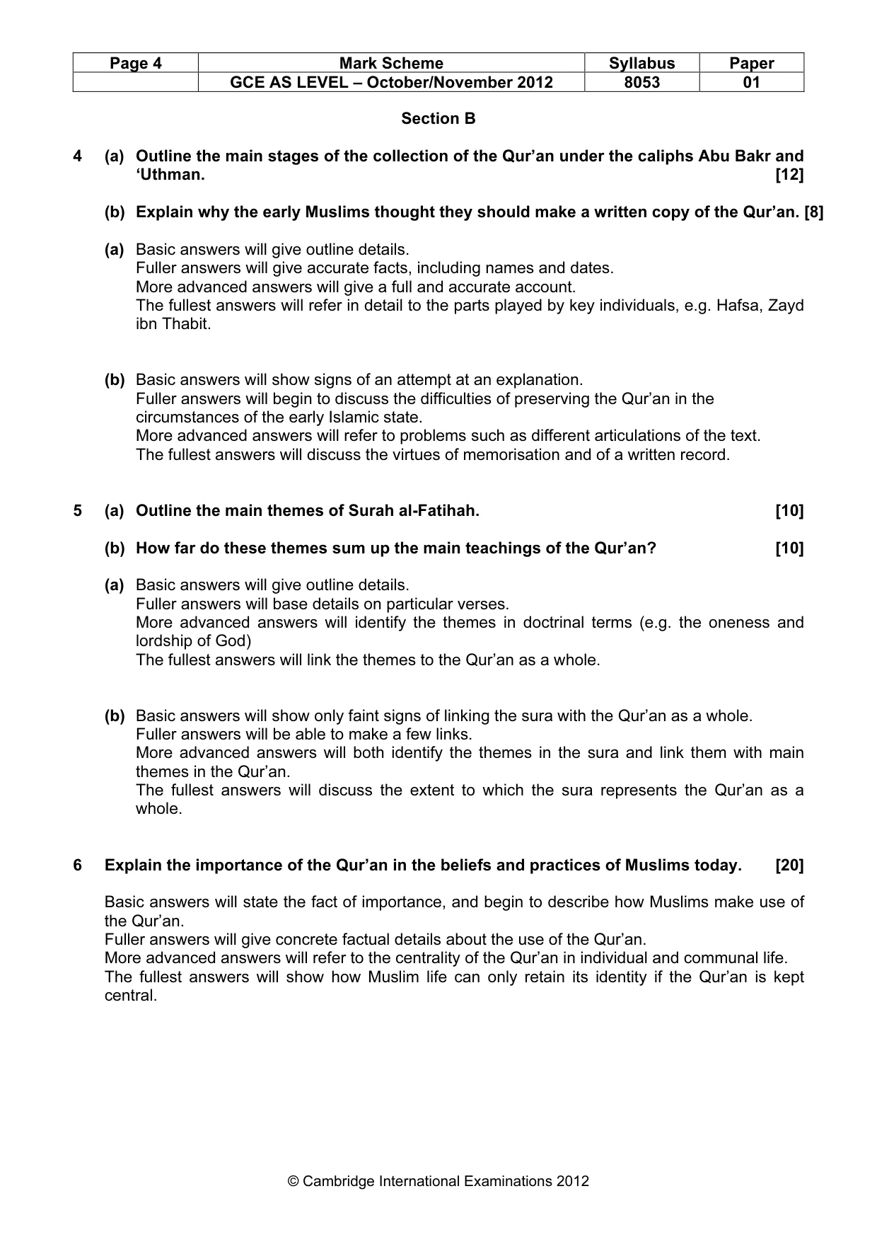 Mark scheme, page 4 of 6