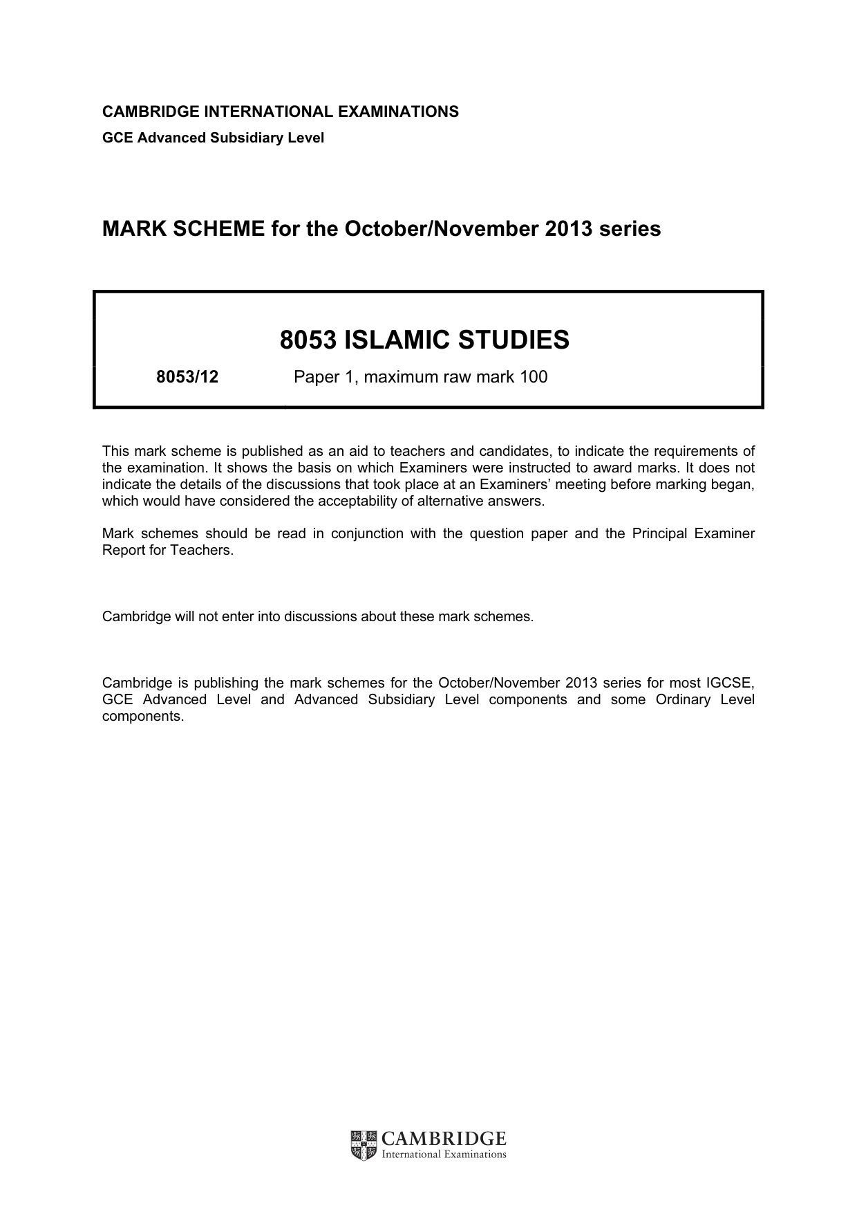Mark scheme, page 1 of 6