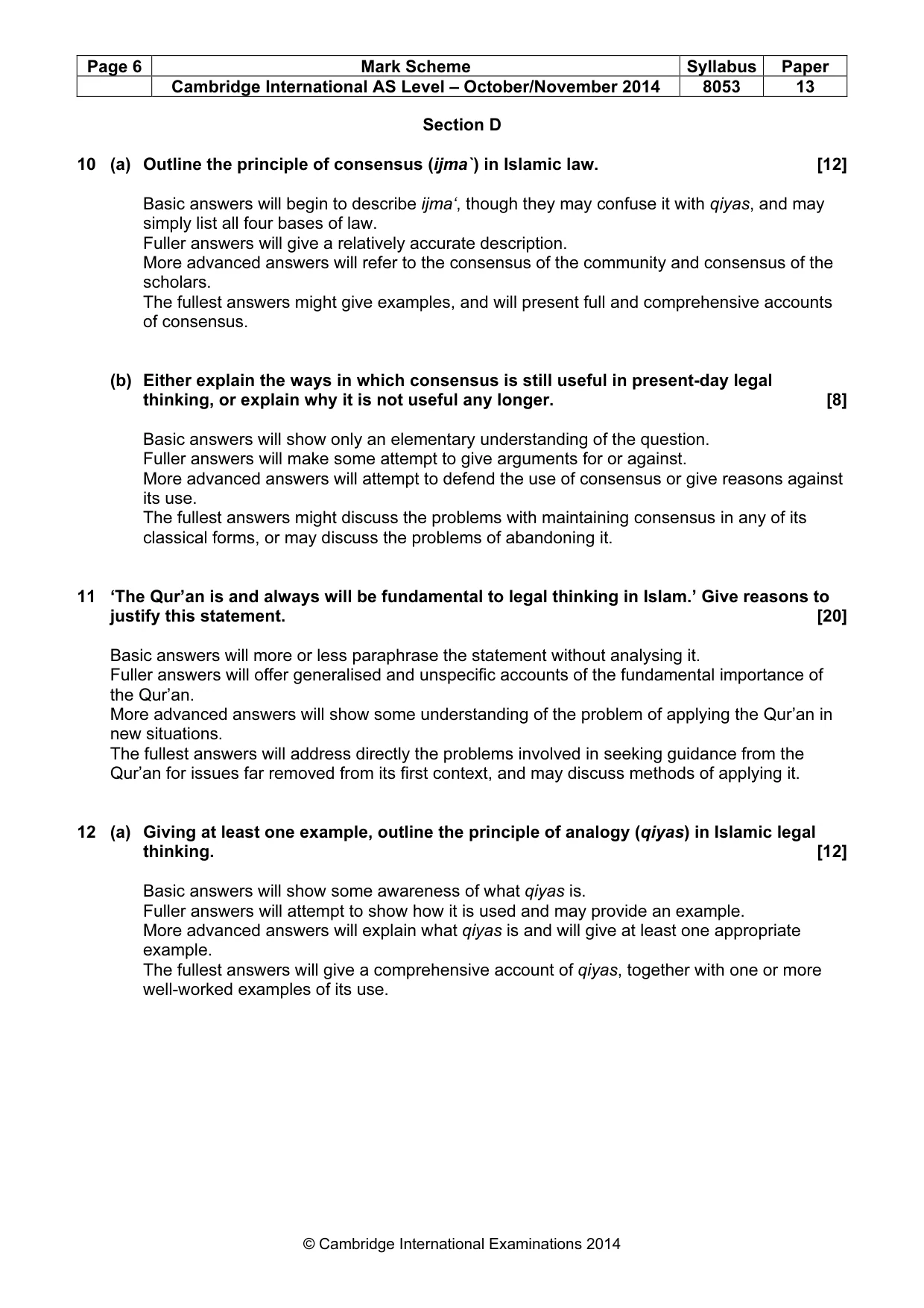 Mark scheme, page 6 of 7