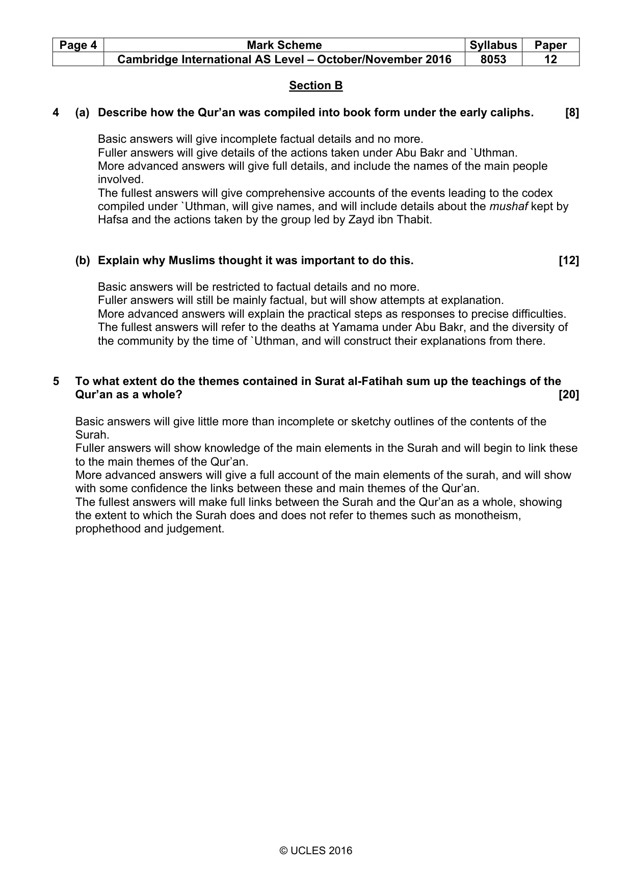 Mark scheme, page 4 of 7