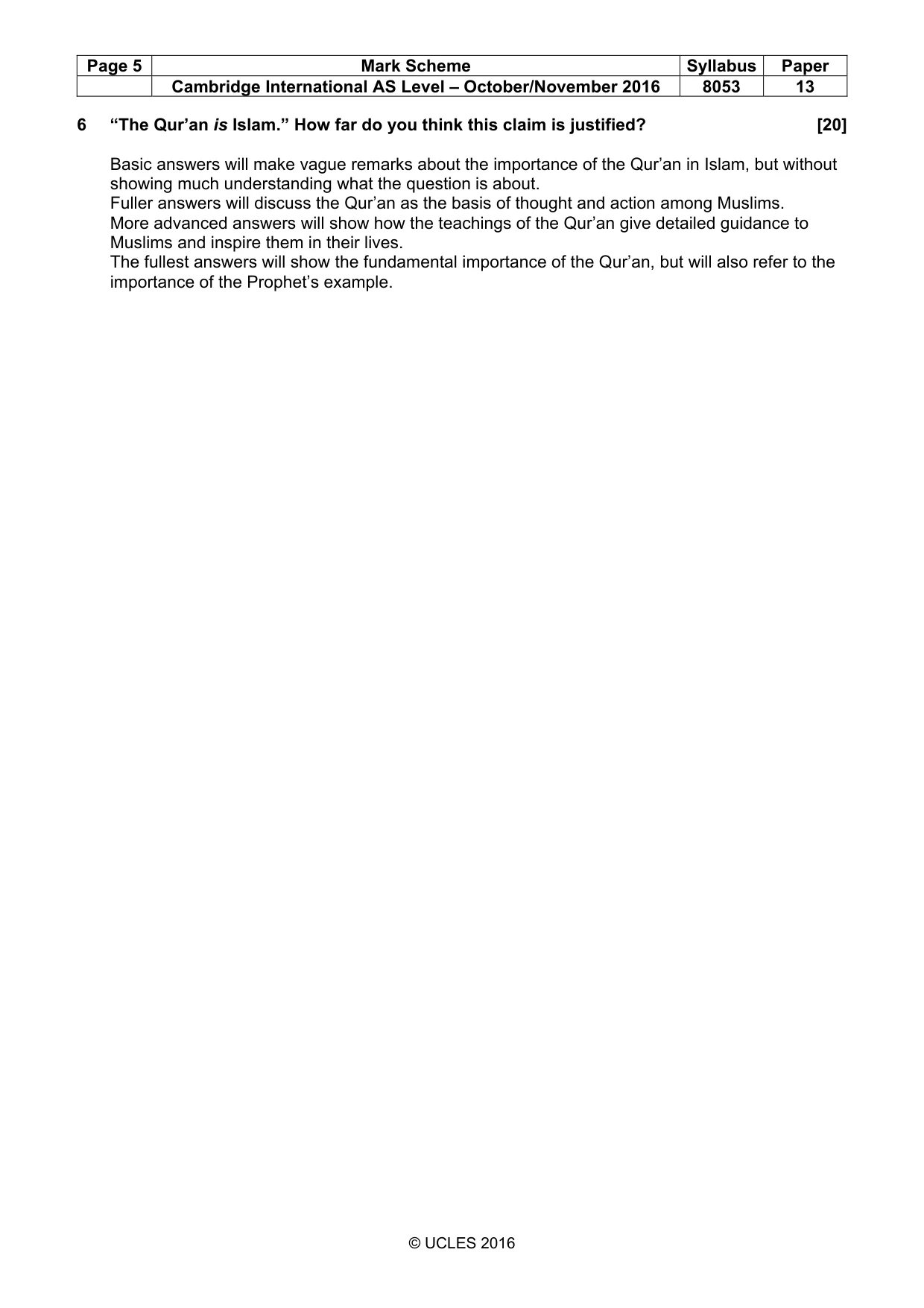 Mark scheme, page 5 of 7