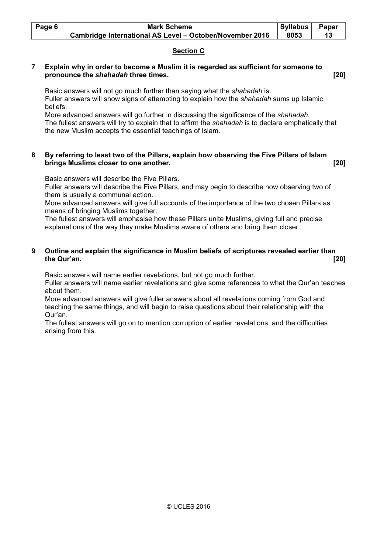 Mark scheme, page 6 of 7