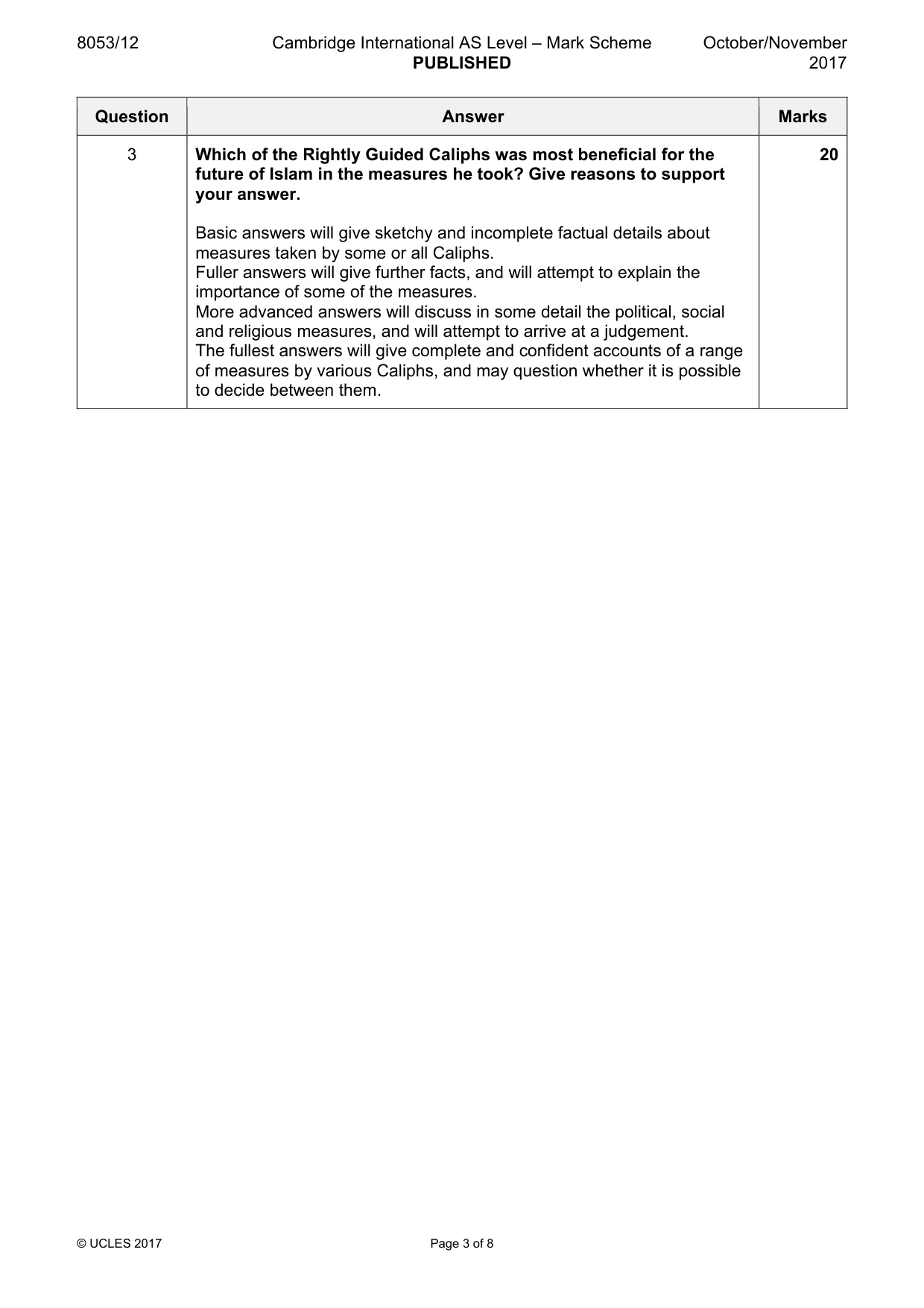 Mark scheme, page 3 of 8