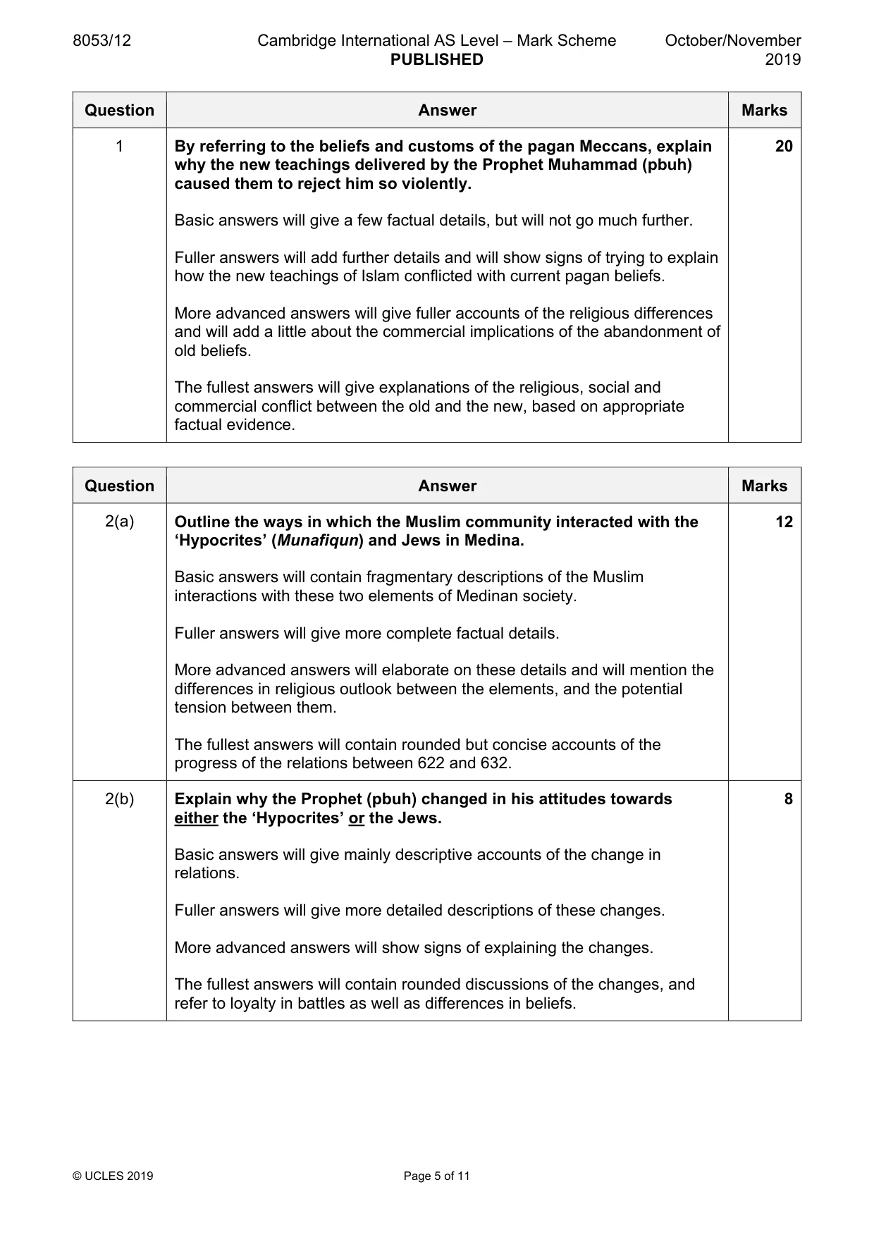 Mark scheme, page 5 of 11