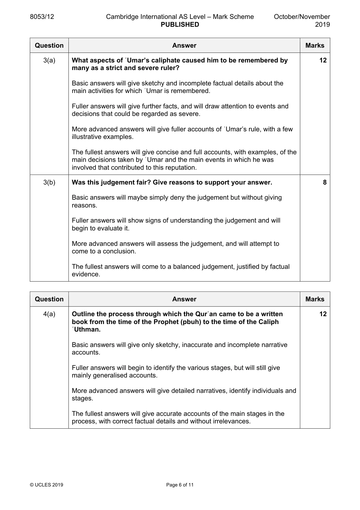 Mark scheme, page 6 of 11